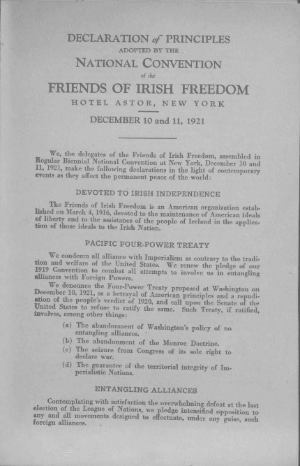 Declaration of Principles adopted by the National Convention of the Friends of Irish Freedom