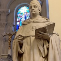 Statue of St. Thomas Aquinas in Caldwell Chapel, Closer Image.