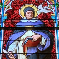 Stained Glass Window of St. Thomas Aquinas, Detail of St. Thomas Aquinas