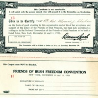 Bishop Shahan&#039;s Certificate to be a Delegate at National Convention of the Friends of Irish Freedom