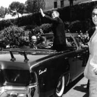 July 2, 1963 - JFK and  Mrs. Smith leave the NAC Courtyard, waving to students - Credit, Felici.jpg