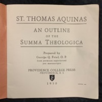 St. Thomas Aquinas: An Outline of the Summa Theologica (1950), Title Page.